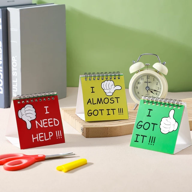 Alt view image 7 of 7 - 48 Pcs I Need Help Mini Flip Chart Self Assessment Classroom Signs 3-color Progress Cards, Spiral Desktop Stand, Practical Teaching Supplies & Classroom Behavior Tool for Teachers & Students