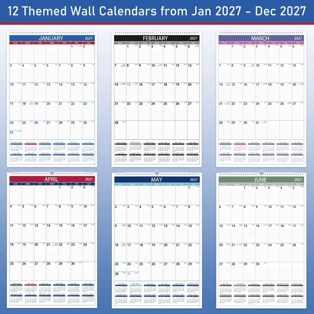 Alt view image 6 of 7 - 2027 Wall Calendar, 2027 Vertical Large Wall Calendar, 15" x 23" from Jan 2027 - Dec 2027, Julian Date, Premium Paper, for Home Office Organizing