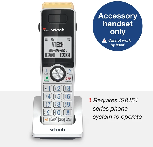 Alt view image 2 of 7 - IS8101 Accessory Handset for IS8151 Phones with Super Long Range up to 2300 Feet DECT 6.0, Call Blocking, Connect to Cell, Headset jack, Belt-clip, Power backup, Intercom and Expandable to 12 HS