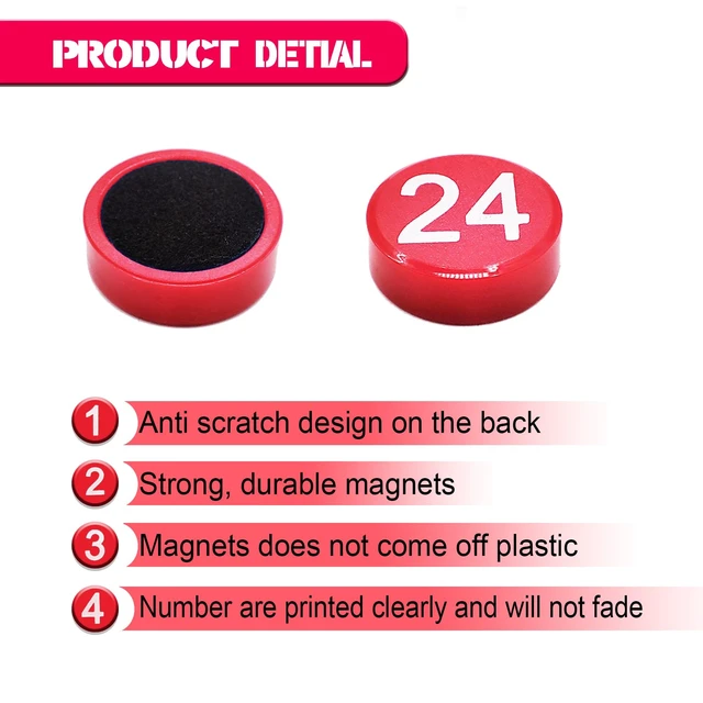 Alt view image 4 of 7 - 1-50 Magnetic Numbers, Magnets with Number for Dry Erase Boards, Round Number Refrigerator Magnets for Whiteboard in Home and Office (0.8" Diameter, Red)