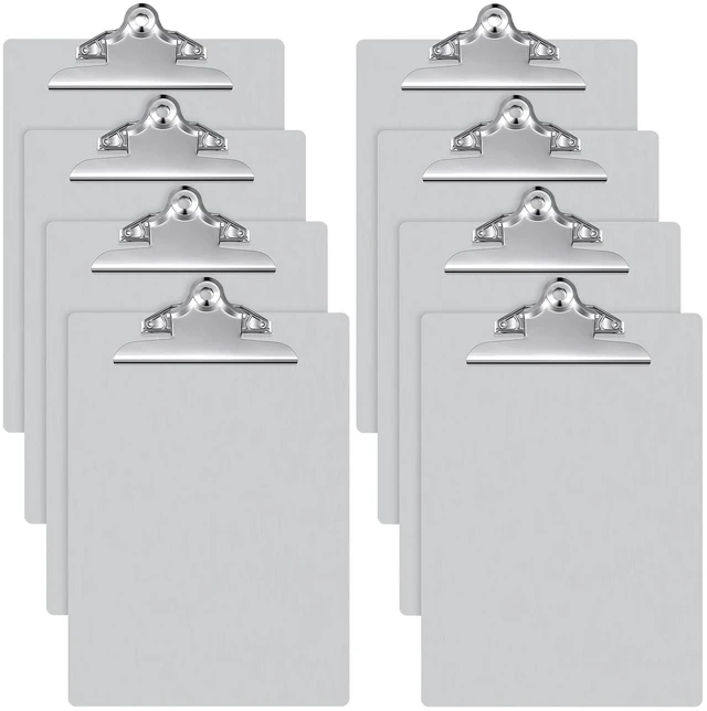 Main image of 8 Pcs Metal Clipboard Aluminum 12 X 9 Inch Low Profile Clip A8 Letter Size for Office, School, Medical, Laboratory Use, Heavy Duty Aluminum Construction, Document Holder for Jobsite Work