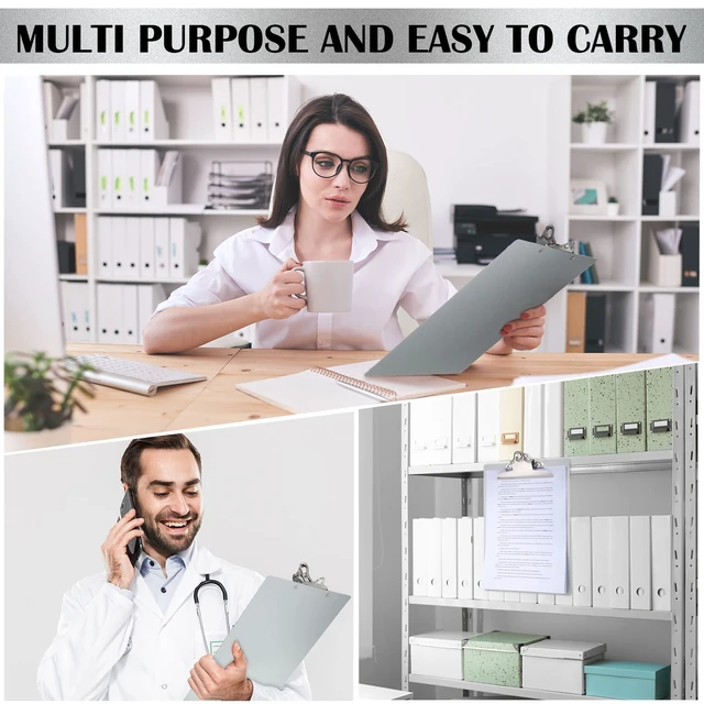 Alt view image 7 of 7 - 8 Pcs Metal Clipboard Aluminum 12 X 9 Inch Low Profile Clip A8 Letter Size for Office, School, Medical, Laboratory Use, Heavy Duty Aluminum Construction, Document Holder for Jobsite Work