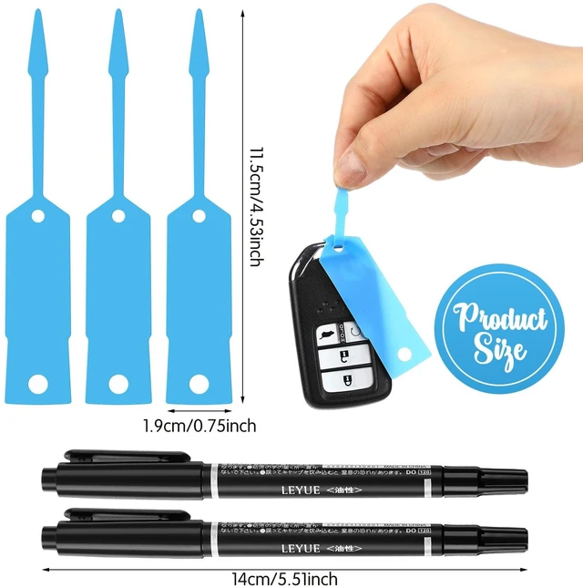 Alt view image 2 of 7 - 2000 Pcs Self Locking Arrow Key Tags,Light Blue, 4 1/2 x 3/4 Inch Car Key Labels Self Lock Identifiers Car Parts Tags with 5 Pcs Black Pens for Office Automotive Shop Supplies