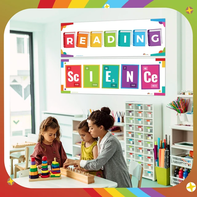 Alt view image 5 of 7 - 4 Pack 13.5"x39" Educational Charts & Posters Homeschool Classroom Wall Decor - Highlight Essential Learning Areas Including Reading, Writing, Math and Science