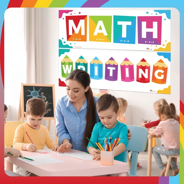 Alt view image 4 of 7 - 4 Pack 13.5"x39" Educational Charts & Posters Homeschool Classroom Wall Decor - Highlight Essential Learning Areas Including Reading, Writing, Math and Science
