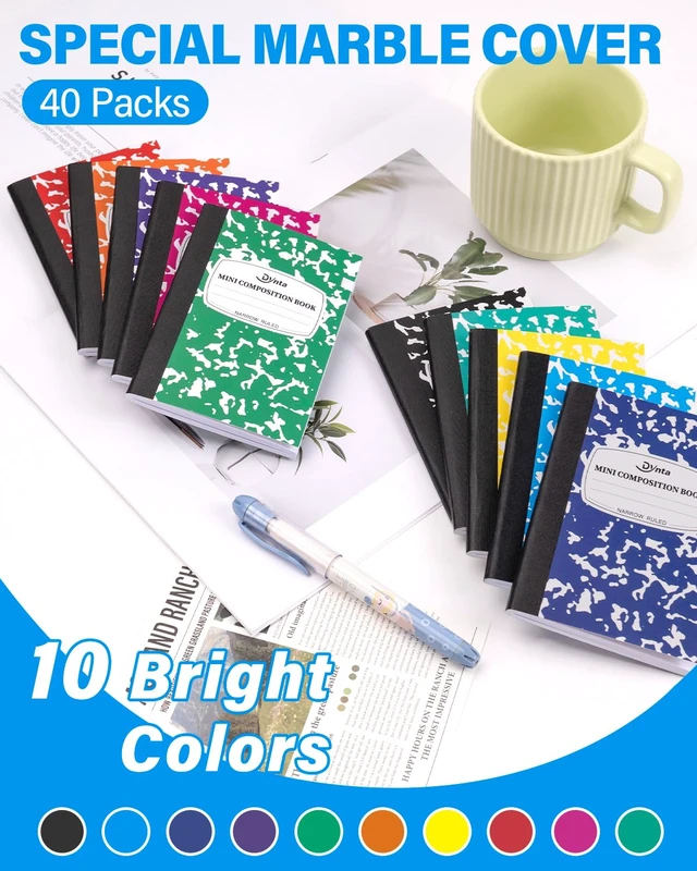 Alt view image 3 of 7 - Composition Notebooks Bulk, 40 Pcs Mini Pocket Notebooks Narrow Ruled (Pack of 2)