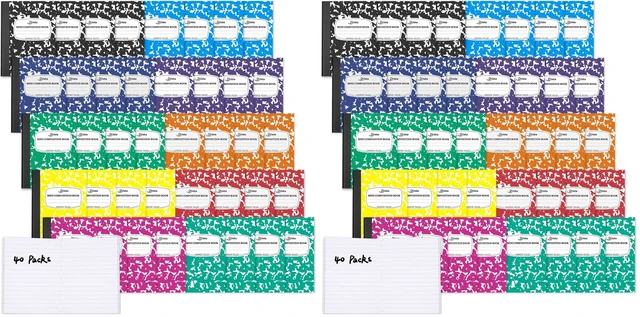 Main image of Composition Notebooks Bulk, 40 Pcs Mini Pocket Notebooks Narrow Ruled (Pack of 2)
