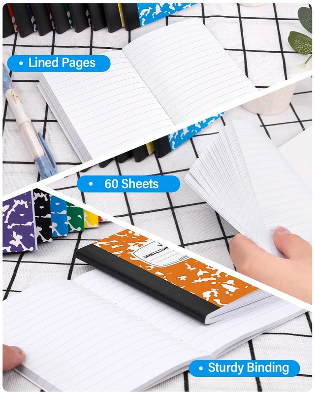 Alt view image 4 of 7 - Composition Notebooks Bulk, 40 Pcs Mini Pocket Notebooks Narrow Ruled (Pack of 2)