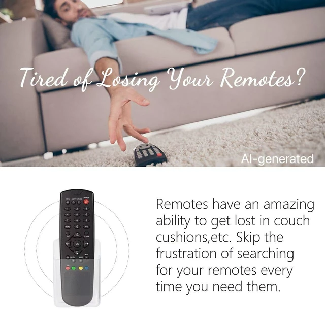 Alt view image 3 of 7 - 4 Pcs Remote Control Holder Wall Mount, TV Controller Holder, Self Adhesive Remote Holder, Wall Pen Holder Storage Accessories for Home Office SchoolClear