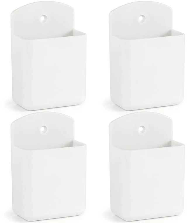Main image of 4 Pcs Remote Control Holde Wall Mount, TV Controller Holder, Self Adhesive Remote Holder, Wall Pen Holder Storage Accessories for Home Office School (White)