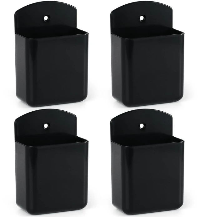 Main image of 4 Pcs Remote Control Holder Wall Mount, TV Controller Holder, Self Adhesive Remote Holder, Wall Pen Holder Storage Accessories for Home Office School (Black)