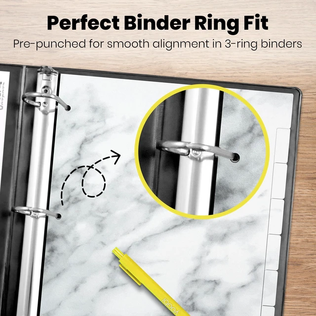 Alt view image 5 of 7 - 1 Inch Marble 3-Ring Binder & 8-Tab Divider Set, 4-Pack, D Rings 3-Ring Binder + 8-Tab Divider Set, 2 Interior Pockets, Blank Sticky Labels Included, 4-Pack of Each