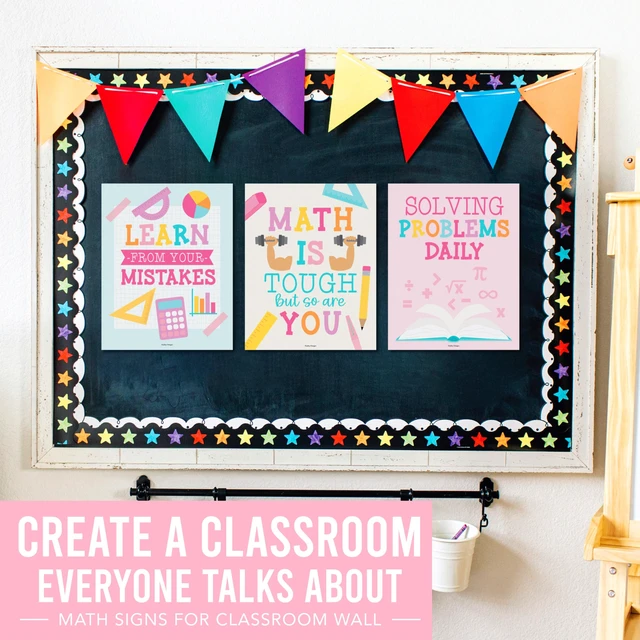 Alt view image 3 of 6 - 6 Math Posters - Motivational Math Posters for Elementary & Middle School Pastel Classroom Must Haves, Inspirational Classroom Decor Poster for High School, Bulletin Board Set Teacher Supply