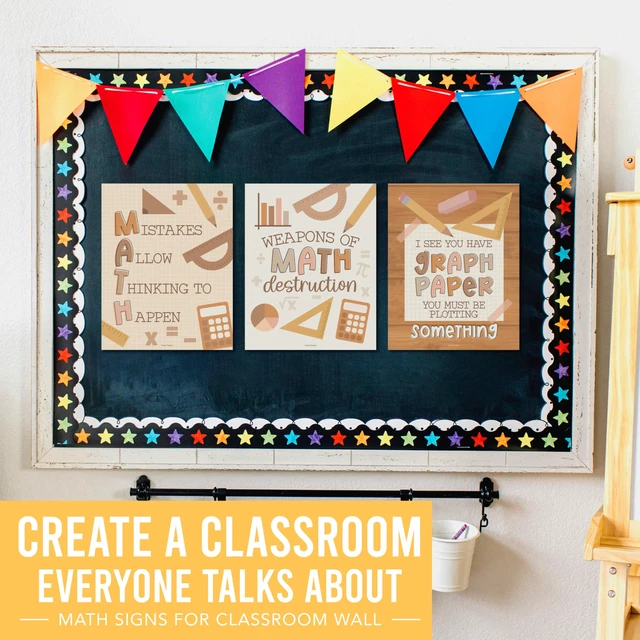 Alt view image 3 of 6 - 6 Math Posters - Motivational Math Posters for Elementary & Middle School Boho Classroom Must Haves, Inspirational Classroom Decor Poster for High School, Bulletin Board Set Teacher Supply