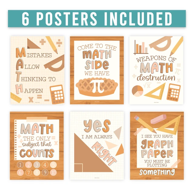 Alt view image 4 of 6 - 6 Math Posters - Motivational Math Posters for Elementary & Middle School Boho Classroom Must Haves, Inspirational Classroom Decor Poster for High School, Bulletin Board Set Teacher Supply