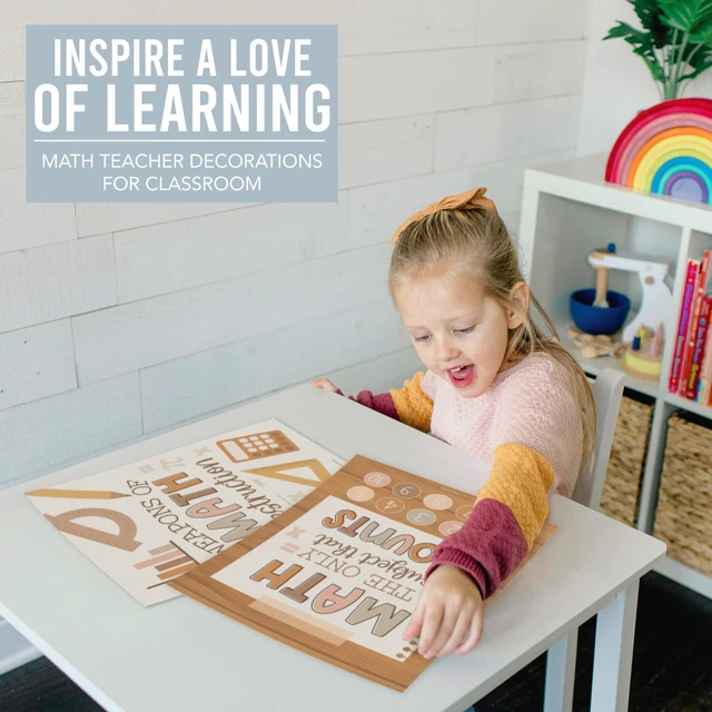 Alt view image 5 of 6 - 6 Math Posters - Motivational Math Posters for Elementary & Middle School Boho Classroom Must Haves, Inspirational Classroom Decor Poster for High School, Bulletin Board Set Teacher Supply