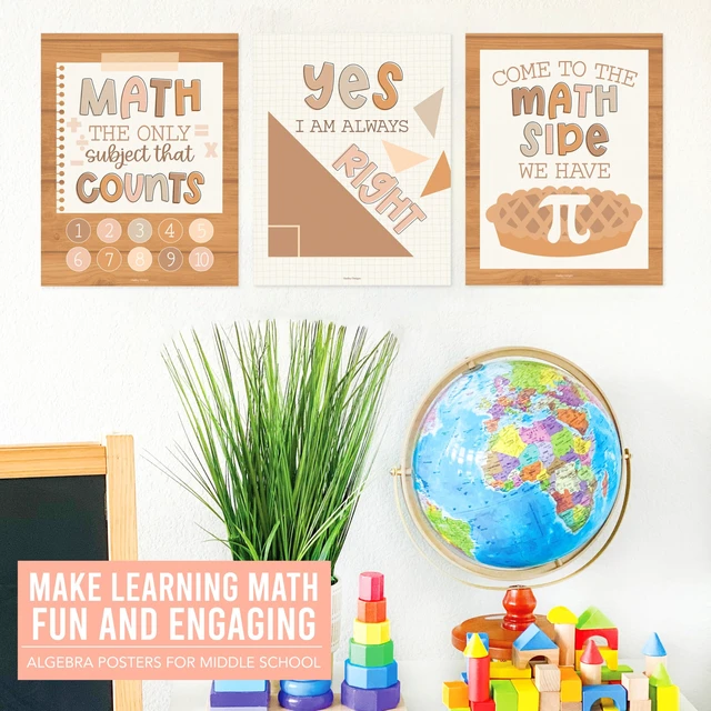 Alt view image 6 of 6 - 6 Math Posters - Motivational Math Posters for Elementary & Middle School Boho Classroom Must Haves, Inspirational Classroom Decor Poster for High School, Bulletin Board Set Teacher Supply