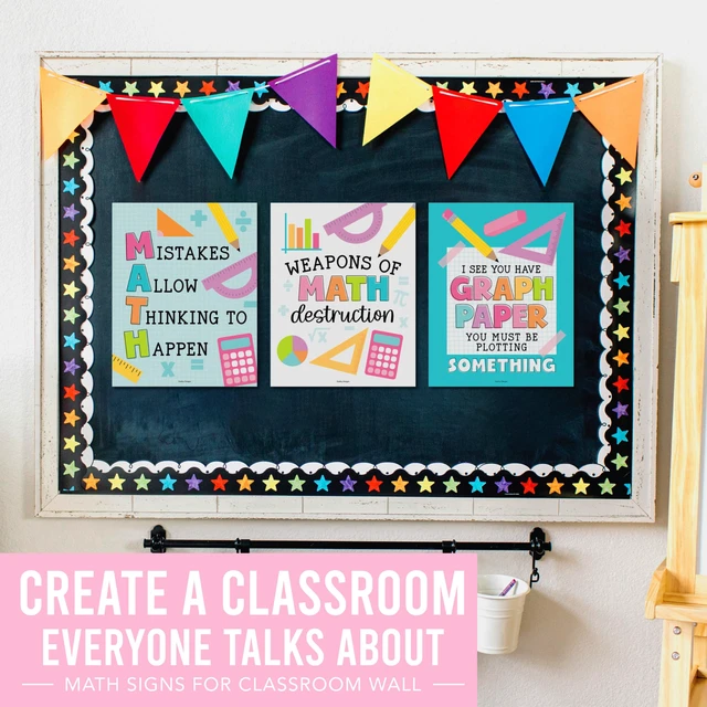Alt view image 3 of 6 - 6 Math Posters - Motivational Math Posters for Elementary & Middle School Colorful Pastel Classroom Must Haves, Inspirational Classroom Decor Poster for High School, Bulletin Board Set Teacher Supply