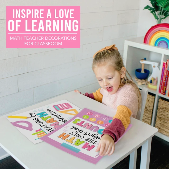 Alt view image 5 of 6 - 6 Math Posters - Motivational Math Posters for Elementary & Middle School Colorful Pastel Classroom Must Haves, Inspirational Classroom Decor Poster for High School, Bulletin Board Set Teacher Supply