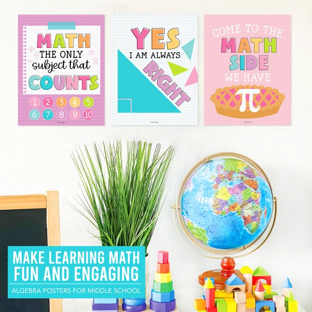 Alt view image 6 of 6 - 6 Math Posters - Motivational Math Posters for Elementary & Middle School Colorful Pastel Classroom Must Haves, Inspirational Classroom Decor Poster for High School, Bulletin Board Set Teacher Supply