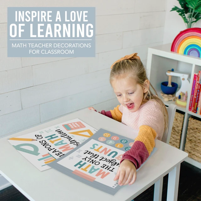 Alt view image 5 of 6 - 6 Math Posters - Motivational Math Posters for Elementary & Middle School Muted Boho Classroom Must Haves, Inspirational Classroom Decor Poster for High School, Bulletin Board Set Teacher Supply