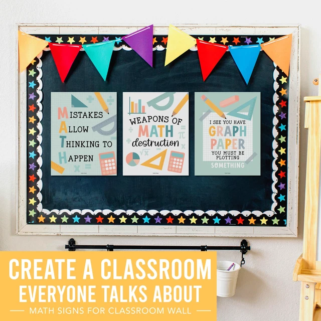 Alt view image 3 of 6 - 6 Math Posters - Motivational Math Posters for Elementary & Middle School Muted Boho Classroom Must Haves, Inspirational Classroom Decor Poster for High School, Bulletin Board Set Teacher Supply