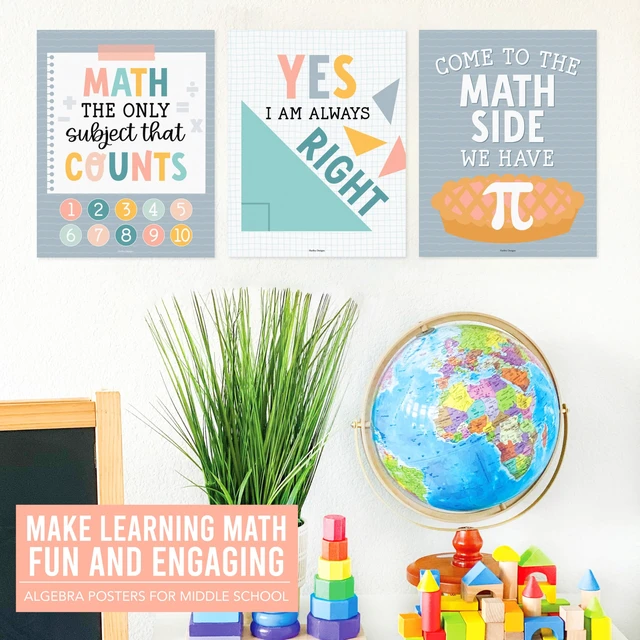 Alt view image 6 of 6 - 6 Math Posters - Motivational Math Posters for Elementary & Middle School Muted Boho Classroom Must Haves, Inspirational Classroom Decor Poster for High School, Bulletin Board Set Teacher Supply