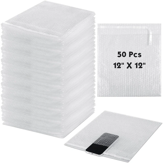 Main image of Bubble Bags Double Bubble Pouches, 12 x 12 Inch, 50 Pcs Clear Protective Pouches, Thickening Shockproof Design, Self Seal Cushion Wrap for Packing Storage Moving Fragile