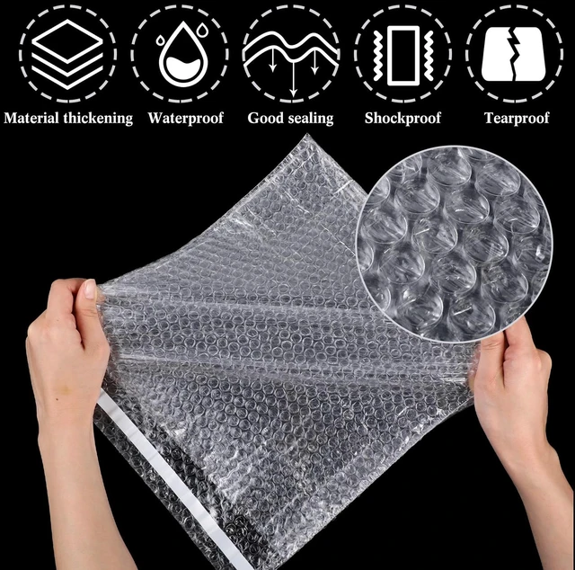 Alt view image 3 of 7 - Bubble Bags Double Bubble Pouches, 12 x 12 Inch, 50 Pcs Clear Protective Pouches, Thickening Shockproof Design, Self Seal Cushion Wrap for Packing Storage Moving Fragile