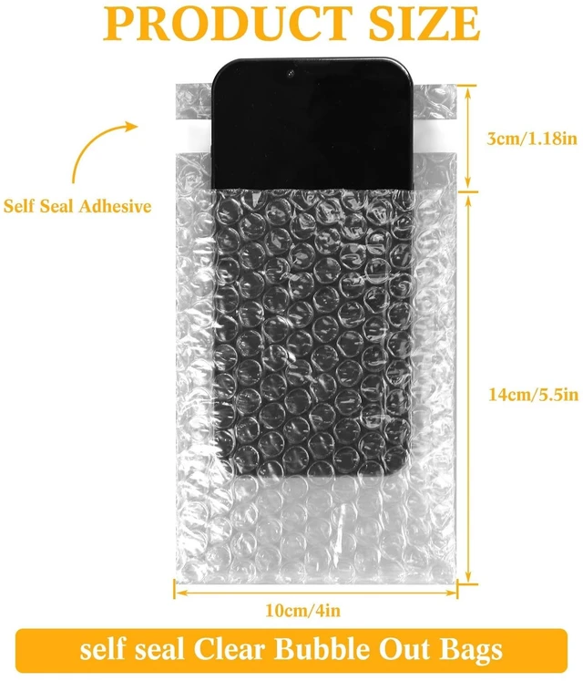 Alt view image 2 of 7 - Bubble Bags Double Bubble Pouches, 4 x 5.5 Inch, 200 Pcs Clear Protective Pouches, Thickening Shockproof Design, Self Seal Cushion Wrap for Packing Storage Moving Fragile