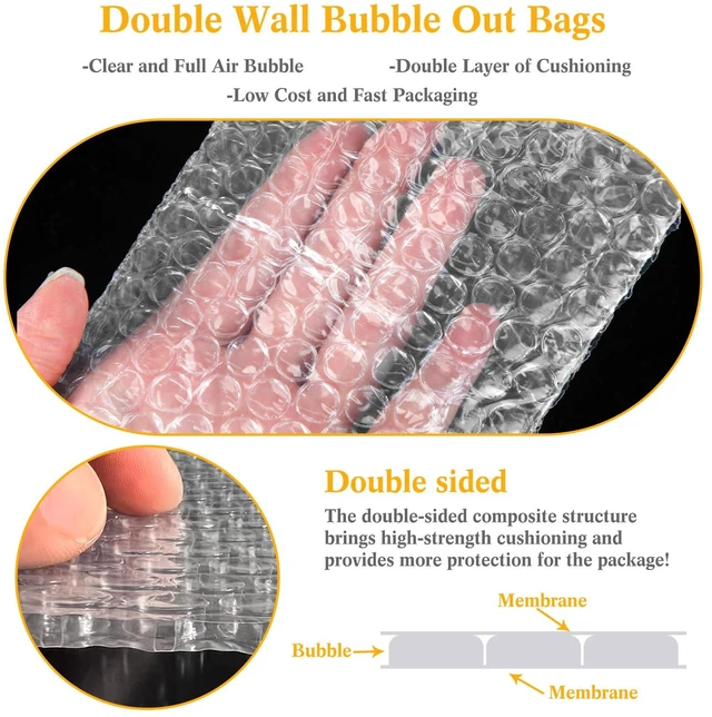 Alt view image 4 of 7 - Bubble Bags Double Bubble Pouches, 4 x 5.5 Inch, 200 Pcs Clear Protective Pouches, Thickening Shockproof Design, Self Seal Cushion Wrap for Packing Storage Moving Fragile