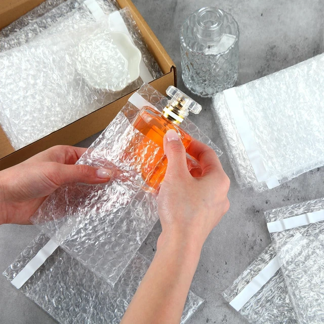 Alt view image 6 of 7 - Bubble Bags Double Bubble Pouches, 4 x 5.5 Inch, 200 Pcs Clear Protective Pouches, Thickening Shockproof Design, Self Seal Cushion Wrap for Packing Storage Moving Fragile
