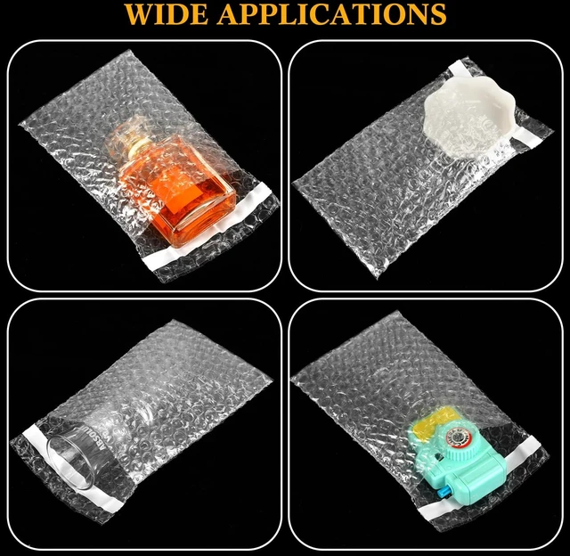 Alt view image 7 of 7 - Bubble Bags Double Bubble Pouches, 4 x 5.5 Inch, 200 Pcs Clear Protective Pouches, Thickening Shockproof Design, Self Seal Cushion Wrap for Packing Storage Moving Fragile