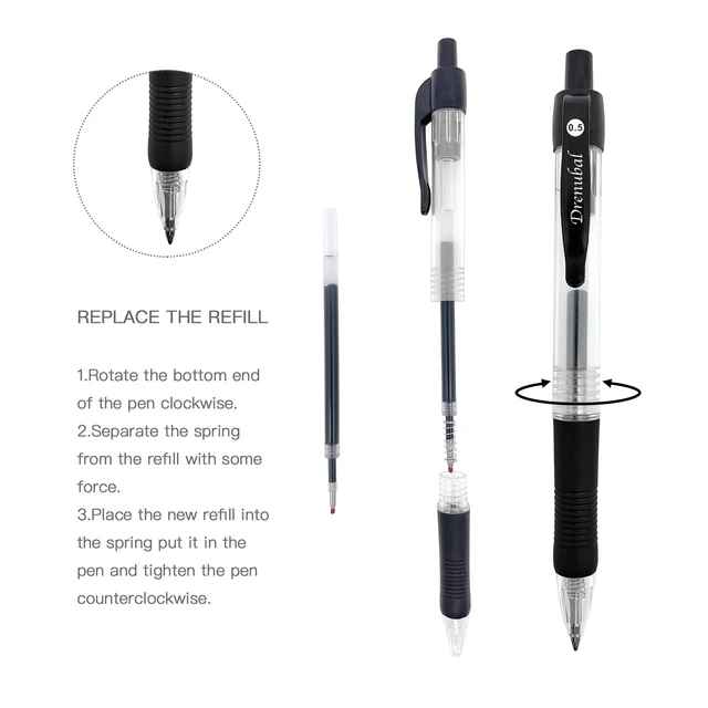 Alt view image 2 of 6 - Black Glide Retractable Ball Pens, Medium Point (0.5mm), Comfortable Rubber Grip For Writing, 48-Count Pack