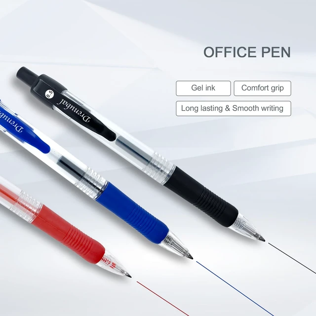 Alt view image 5 of 6 - Black Glide Retractable Ball Pens, Medium Point (0.5mm), Comfortable Rubber Grip For Writing, 48-Count Pack