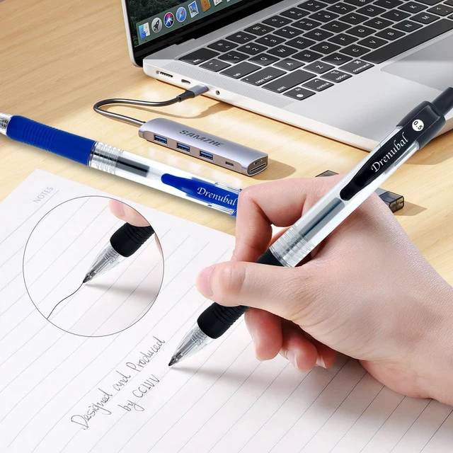 Alt view image 6 of 6 - Black Glide Retractable Ball Pens, Medium Point (0.5mm), Comfortable Rubber Grip For Writing, 48-Count Pack