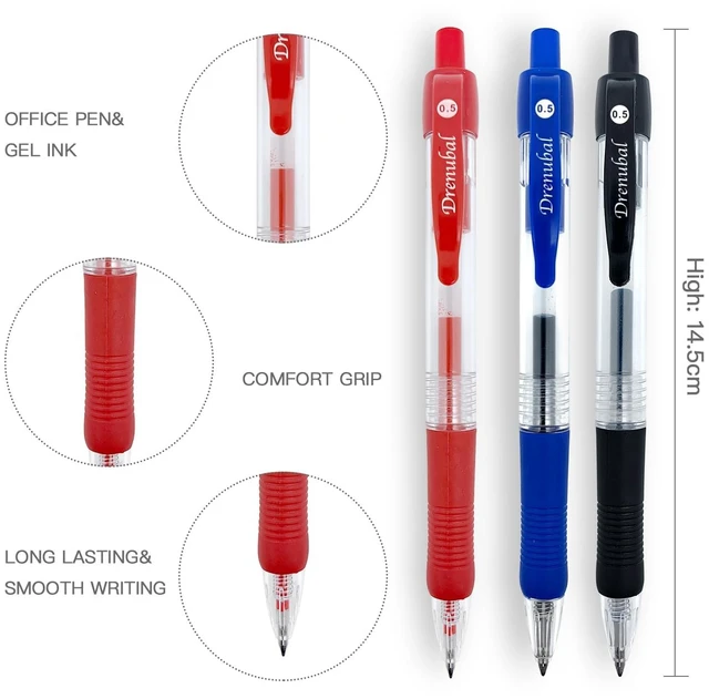 Alt view image 3 of 6 - Red Ballpoint Pens with Rubber GripFine(0.5mm) Point Retractable-Set of 48 Writing Pens for School Office