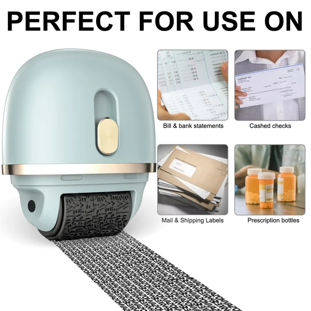 Alt view image 2 of 7 - Identity Protection Roller Stamps, 2 Pack Blue Wide Identity Theft Protection Stamp for ID Blockout with Refills - Privacy Confidential and Address Blocker