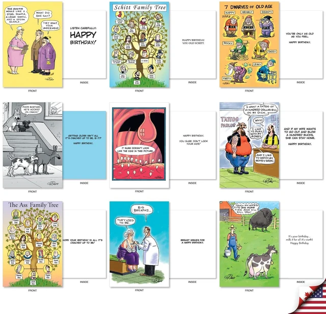 Alt view image 2 of 5 - 36 Boxed Card Birthday Notecards for Men AC10615BDG-B1x36 Daniel Collins' Guy Humor Celebration Note w/ Envelope Funny Gift for Him - Bulk Card Set