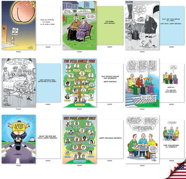 Alt view image 3 of 5 - 36 Boxed Card Birthday Notecards for Men AC10615BDG-B1x36 Daniel Collins' Guy Humor Celebration Note w/ Envelope Funny Gift for Him - Bulk Card Set