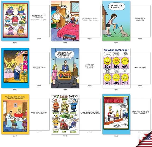 Alt view image 4 of 5 - 36 Boxed Card Birthday Notecards for Men AC10615BDG-B1x36 Daniel Collins' Guy Humor Celebration Note w/ Envelope Funny Gift for Him - Bulk Card Set