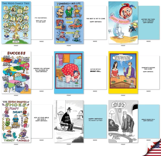 Alt view image 5 of 5 - 36 Boxed Card Birthday Notecards for Men AC10615BDG-B1x36 Daniel Collins' Guy Humor Celebration Note w/ Envelope Funny Gift for Him - Bulk Card Set
