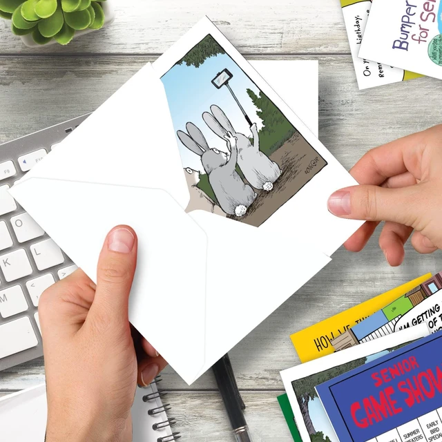 Alt view image 6 of 6 - 36 Funny Retro Birthday Cards Box Cartoon Party AC9374BDG-B1x36 Hilarious Notecard Assortment w/ Envelopes for Men and Women Mixed Humor Variety Pack Vintage Greeting Set