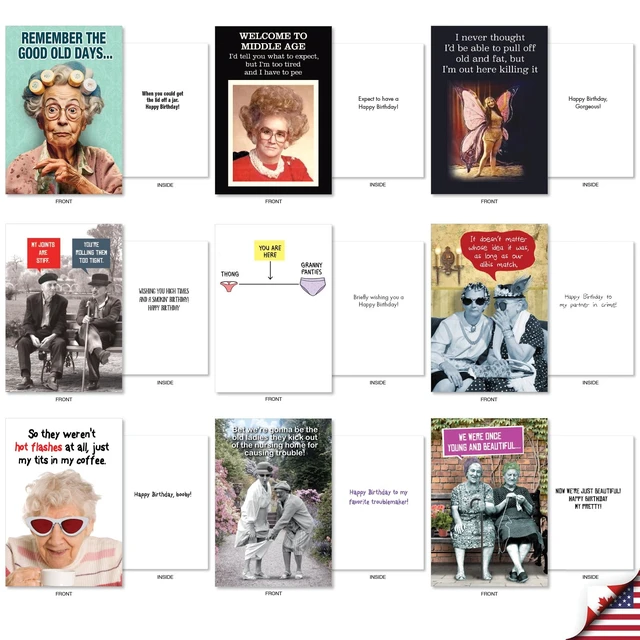 Alt view image 4 of 5 - 36 Funny Card Birthday Getting Old Men & Women AC10798BDG-B1x36 Funny Humor Aging Notecards w/ Envelopes Bulk Variety Pack Gift Idea Assorted Design