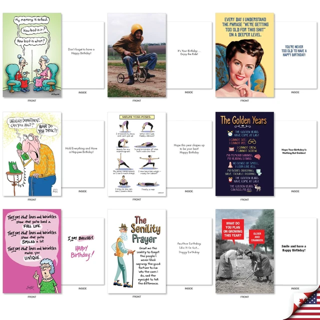 Alt view image 5 of 5 - 36 Funny Card Birthday Getting Old Men & Women AC10798BDG-B1x36 Funny Humor Aging Notecards w/ Envelopes Bulk Variety Pack Gift Idea Assorted Design
