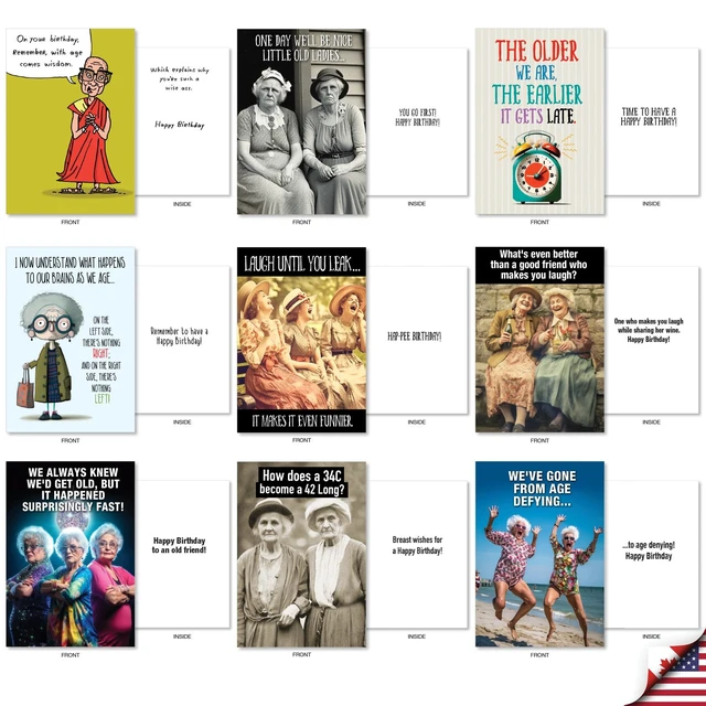 Alt view image 3 of 5 - 36 Funny Card Birthday Getting Old Men & Women AC10798BDG-B1x36 Funny Humor Aging Notecards w/ Envelopes Bulk Variety Pack Gift Idea Assorted Design