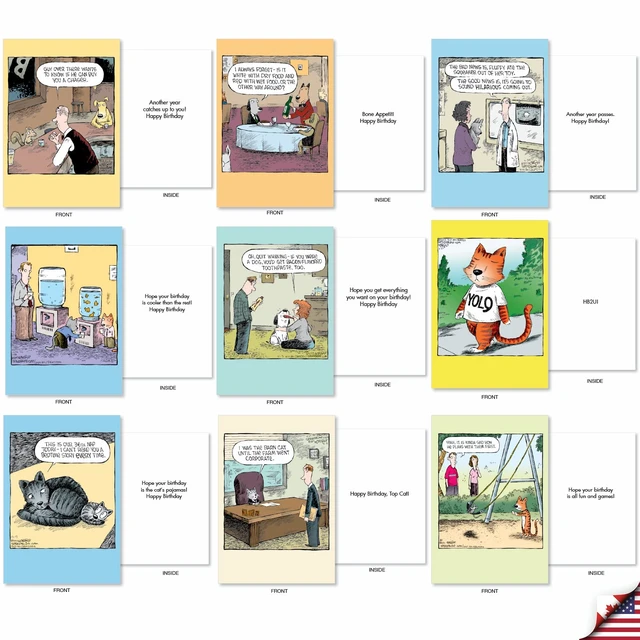 Alt view image 3 of 5 - 36 Funny Birthday Cards Box Dave Coverly Cake AC9375BDG-B1x36 Hilarious Cartoon Notecard Assortment w/ Envelopes for Men and Women Variety Pack Greeting Stationery Set