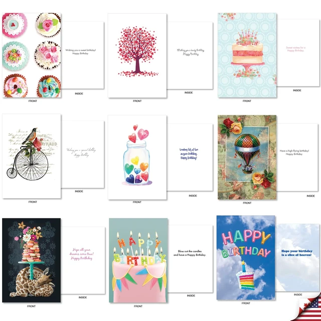 Alt view image 2 of 6 - 36 Set Card Birthday Wildlife Notes w/Envelopes AC7744BDG-B1x36 Sweet Nature Animal Floral Themed Boxed Notecards for Celebrating Another Year of Life for Family & Friends