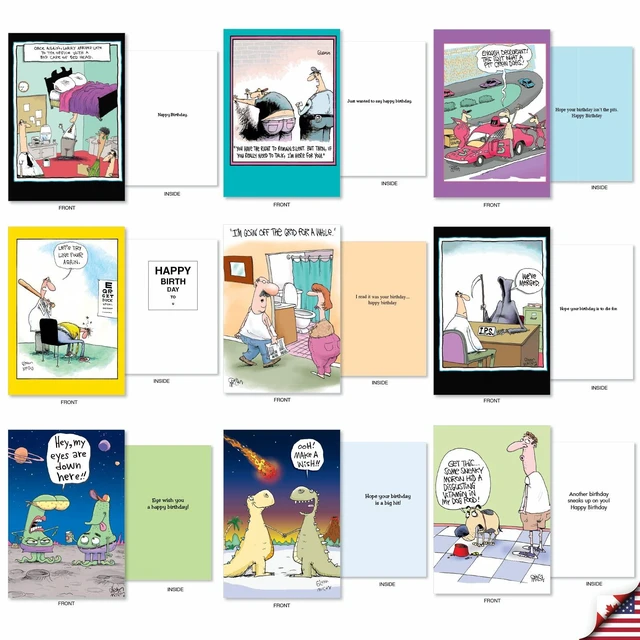 Alt view image 4 of 6 - 36 Card Bulk Birthday Notecards w/Envelopes AC7742BDG-B1x36 McCoy Bros. Merriment Silly Animal Antics Celebration Set Gift for Men and Women Family & Friends Sister Brother