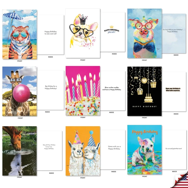 Alt view image 4 of 6 - 36 Set Card Birthday Wildlife Notes w/Envelopes AC7744BDG-B1x36 Sweet Nature Animal Floral Themed Boxed Notecards for Celebrating Another Year of Life for Family & Friends